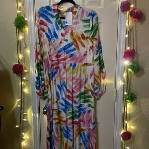 Colorful Long Sleeve Maxi Dress